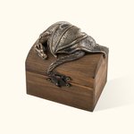 Personalized Dragon Treasure Chest Wooden Ring Jewelry Box with Name Wedding Engagement Gift for Couple