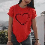 Personalized Cute Heart-shaped Camping Elements Women T-shirt with Name Gift for Camp Lover