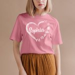 Personalized Cute Heart-shaped Camping Elements Women T-shirt with Name Gift for Camp Lover