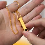 Personalized Vertical Bar Photo Projection Memorial Necklace in 100 Languages for Him Her Gift
