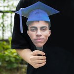 Eventail personnalisé pour photo de face avec bonnet de célibataire Lot de 2 accessoires de photographie pour la promotion 2025 Cadeau de fin d'études