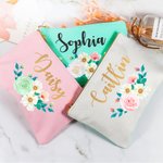 Sac de maquillage personnalisé avec nom et motif de rose pour cadeau de mariage et d'anniversaire.