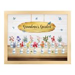 Cadre de Photo en Bois Personnalisé avec Fleur de Naissance Art du Jardin de Grand-mère Cadeau d'Anniversaire pour Maman et Grand-mère