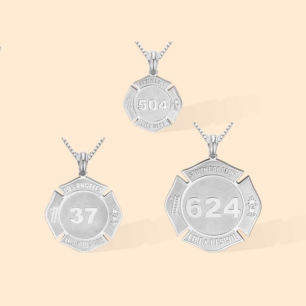 Personalised Firefighter Badge Honor Necklace with Number and Department