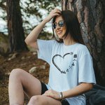 Personalized Cute Heart-shaped Camping Elements Women T-shirt with Name Gift for Camp Lover