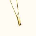 Personalized Vertical Bar Photo Projection Memorial Necklace in 100 Languages for Him Her Gift