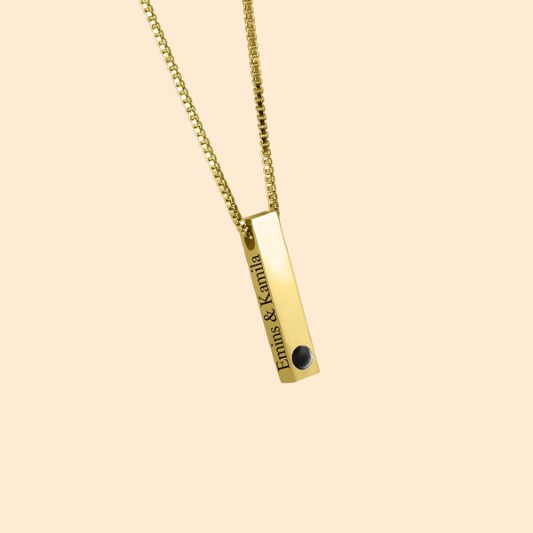 Collier Personnalisé avec Photo de Projection et Texte sur Pendentif Vertical Cadeau Anniversaire Marigae pour Femme Homme