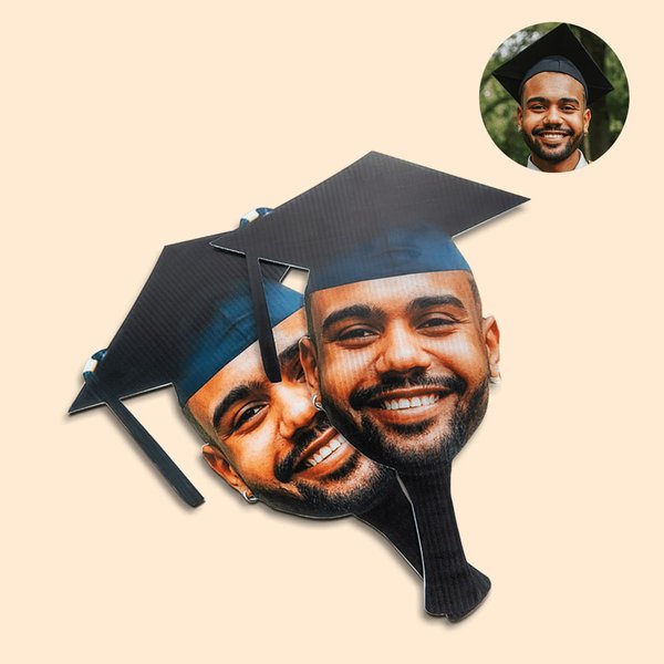 Personalized Face Photo Handheld Fan with Bachelor Cap Set of 2 Class of 2025 Photography Props Graduation Gift