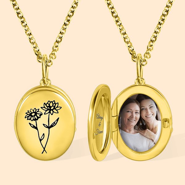 Gepersonaliseerde Geboorte Bloemen Zak Ketting met Foto Gifts for Her