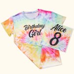 Maglietta di compleanno personalizzata tinta unita per bambina