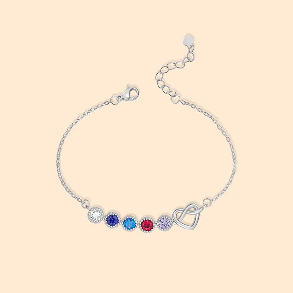 Personalised Birthstone Bracelet with Infinity Heart