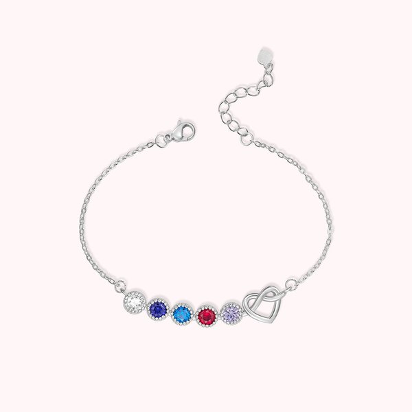 Personalized Birthstone Bracelet with Infinity Heart