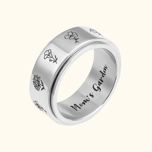 Personalisierte Geburt Blumen Ring mit Gravur Geschenke für Sie