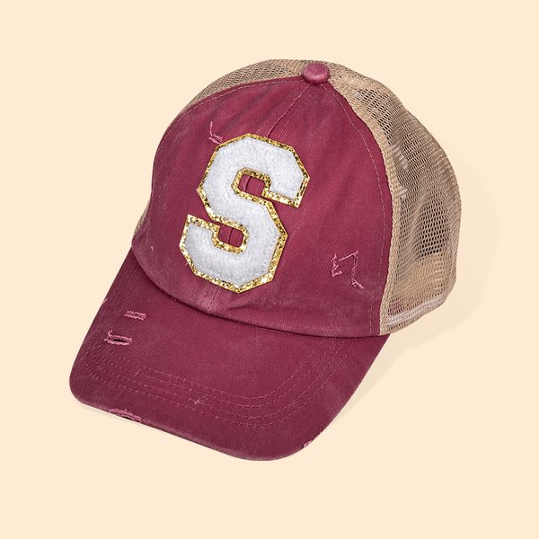 Personalised Monogram Distressed Letter Patch Hat