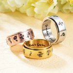 Bague Personnalisée avec 1-3 Fleurs de Naissance et Texte Cadeau Anniversaire Souvenir pour Femme