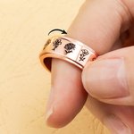 Bague Personnalisée avec 1-3 Fleurs de Naissance et Texte Cadeau Anniversaire Souvenir pour Femme