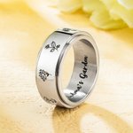 Bague Personnalisée avec 1-3 Fleurs de Naissance et Texte Cadeau Anniversaire Souvenir pour Femme