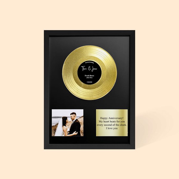 Cornice per disco in vinile personalizzata con testo e foto Decorazione per la casa Anniversario di matrimonio Regalo commemorativo per la coppia