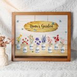 Cadre de Photo en Bois Personnalisé avec Fleur de Naissance Art du Jardin de Grand-mère Cadeau d'Anniversaire pour Maman et Grand-mère