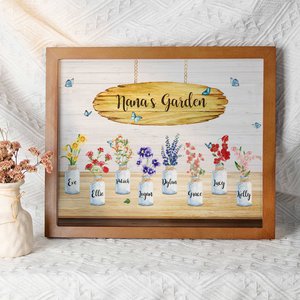 Personalised Wood Grandma's Garden Art with Photo Frame