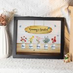 Cadre de Photo en Bois Personnalisé avec Fleur de Naissance Art du Jardin de Grand-mère Cadeau d'Anniversaire pour Maman et Grand-mère