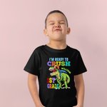 T-Shirt Garçon Personnalisé avec Nom Motif Dinosaure I'm Ready To Crush Back To School Cadeau Anniversaire Rentrée d'École pour Garçon