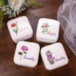 Boîte à Bijoux Portable pour Voyage Personnalisée avec Nom Aquarelle Fleur de Naissance Cadeau Anniversaire Saint-Valentin pour Femme