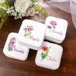 Boîte à Bijoux Portable pour Voyage Personnalisée avec Nom Aquarelle Fleur de Naissance Cadeau Anniversaire Saint-Valentin pour Femme