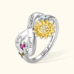 Personalisierte Sonnenblume Versprechen Ring mit Namen und Geburtsstein Geschenke für Frauen