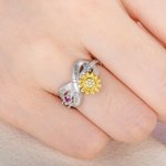 Personalisierte Sonnenblume Versprechen Ring mit Namen und Geburtsstein Geschenke für Frauen