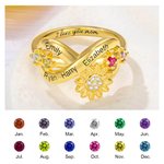 Personalisierte Sonnenblume Versprechen Ring mit Namen und Geburtsstein Geschenke für Frauen