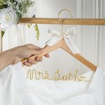 Personalised Bow Knot Bridal Wedding Wood Hanger with Name Wedding Bridal Shower for Her