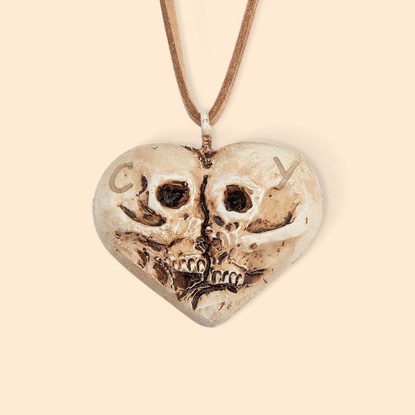Personalizzato Together Forever Heart Skulls Necklace Fridge Magnet Box Frame con iniziale Gothic Style Halloween Valentine's Day Gift for Couple