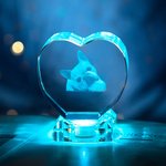 Gepersonaliseerd 3D Foto Kristal Hartvormig met LED Licht Base