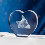 Gepersonaliseerd 3D Foto Kristal Hartvormig met LED Licht Base