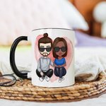Personalized Couple Cartoon Image  I Love You Mug with Black Handle Valentine's Day Gift for Couple