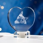 Gepersonaliseerd 3D Foto Kristal Hartvormig met LED Licht Base