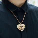 Collier en Cœur Personnalisé avec Initiales sur Crânes Aimants de Frigo Style Gothique Cadeau Saint-Valentin Halloween pour Couple