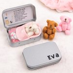 Ours en Peluche Personnalisé Allongé dans une Boîte en Fer-Blanc Poupée Anxiolytique Cadeau d'Anniversaire pour les Enfants