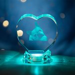Gepersonaliseerd 3D Foto Kristal Hartvormig met LED Licht Base