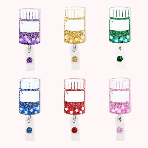 Enrouleur de Badge d'Identification Flacon de Pilule Personnalisé pour Pharmacien Personnel Médical