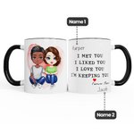 Personalised Couple Cartoon Image  I Love You Mug with Black Handle Valentine's Day Gift for Couple