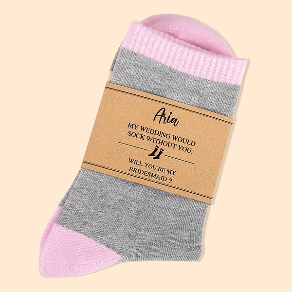 Calzini da damigella in cotone personalizzati con etichetta Regali di nozze