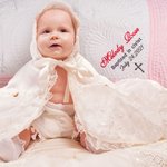 Coperta di battesimo personalizzata per neonati in cotone leggero goffrato e ricamato