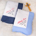 Coperta di battesimo personalizzata per neonati in cotone leggero goffrato e ricamato