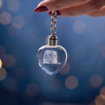 Porte-clés en Forme de Coeur 3D Personnalisé avec Photo Accessoire en Cristal Cadeau St-Valentin pour Couple