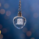 Porte-clés en Forme de Coeur 3D Personnalisé avec Photo Accessoire en Cristal Cadeau St-Valentin pour Couple
