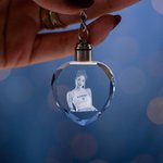 Porte-clés en Forme de Coeur 3D Personnalisé avec Photo Accessoire en Cristal Cadeau St-Valentin pour Couple