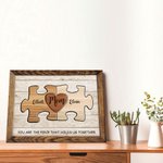 Personalized Rustic Puzzle Piece Sign Canvas Prints Frame with Names Gift For Dad Mom