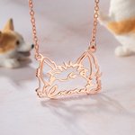 Collana personalizzata di orecchie di cane e gatto di razza con nome Regalo di compleanno e anniversario per gli amanti dei cani e dei gatti